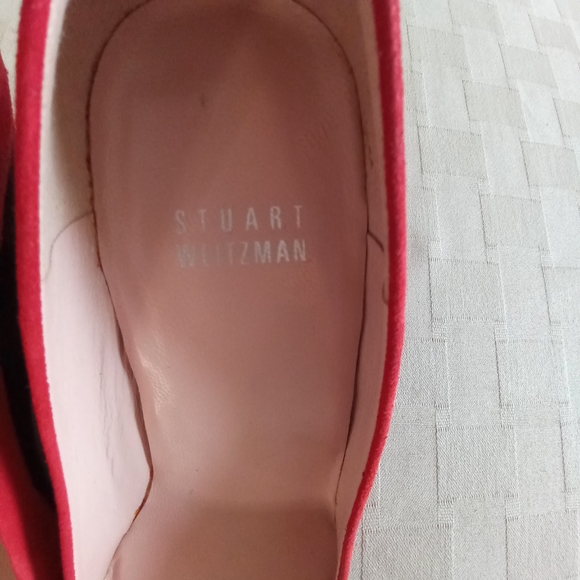 Stuart Weitzman Red Suede Peep Toe Wedge UGA perfect Gameday - Picture 8 of 16